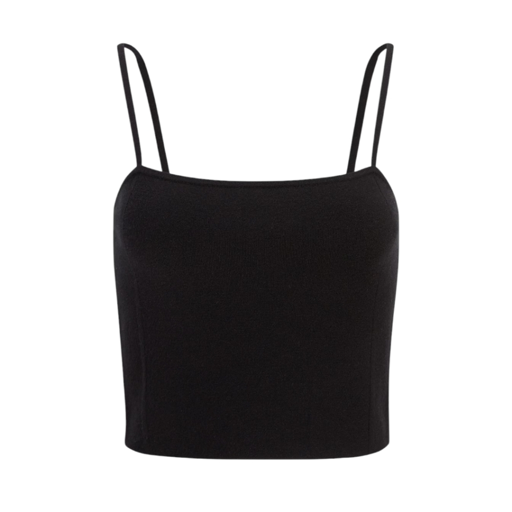 Express Cropped Sweater Tank Top Womens Large Black Square Neck Sleeveless Cami
